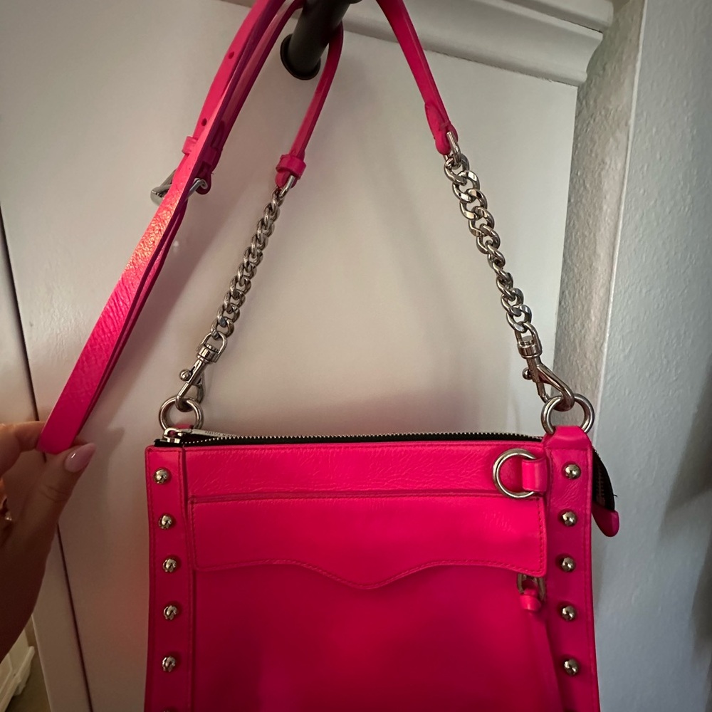 Pink Leather Shoulder Bag